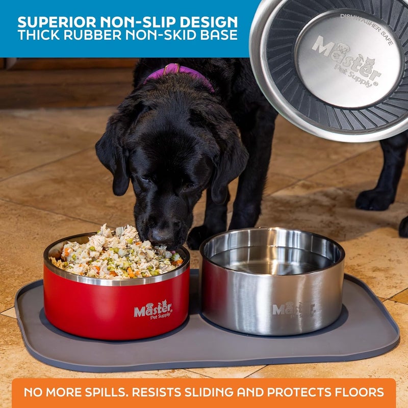 Master Pet Supply Stainless Steel Dog Bowls - 128 oz, Heavy Duty - Stainless Steel, Double Wall Extra-Thick Insulated, Non-Slip Pet Water Bowl for Dogs, Cats & Pets, Anti Rust Metal, Dish Washer Safe - Image 4